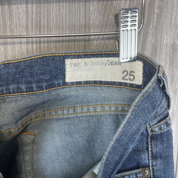 RAG & BONE Torn Knees Distressed Tomboy Skinny Jeans Low Rise Womens Sz 25 - Picture 8 of 9